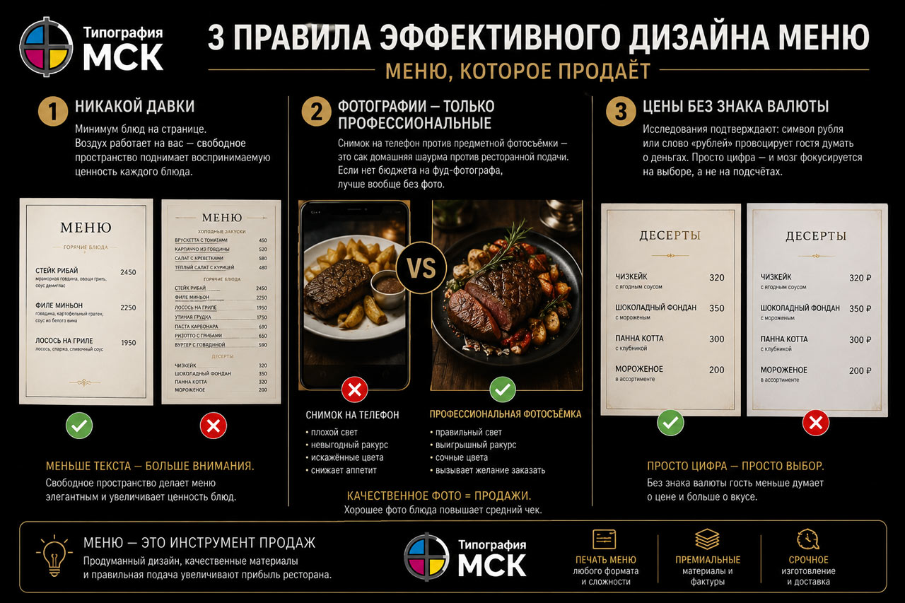Правильное меню заказать Печать меню