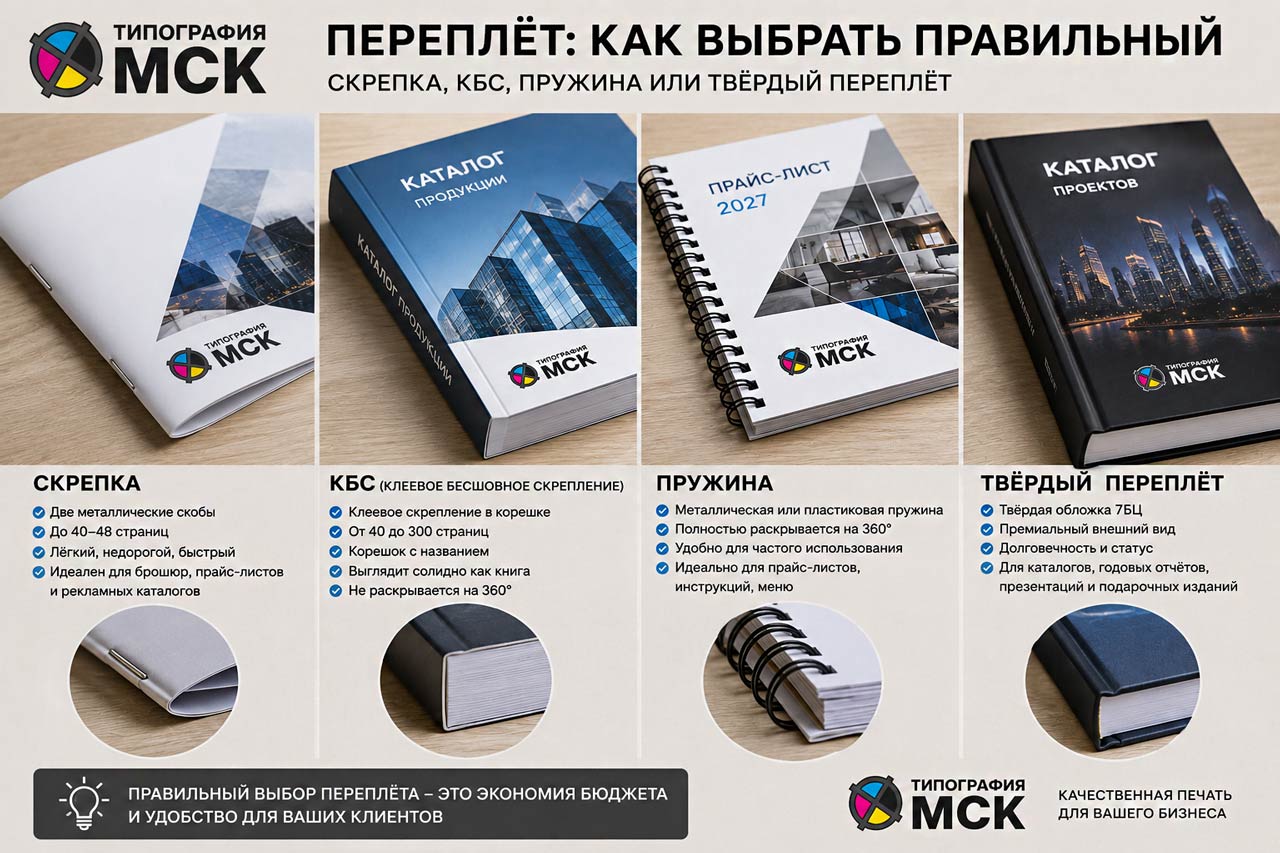 Каталоги на заказ Виды переплетов